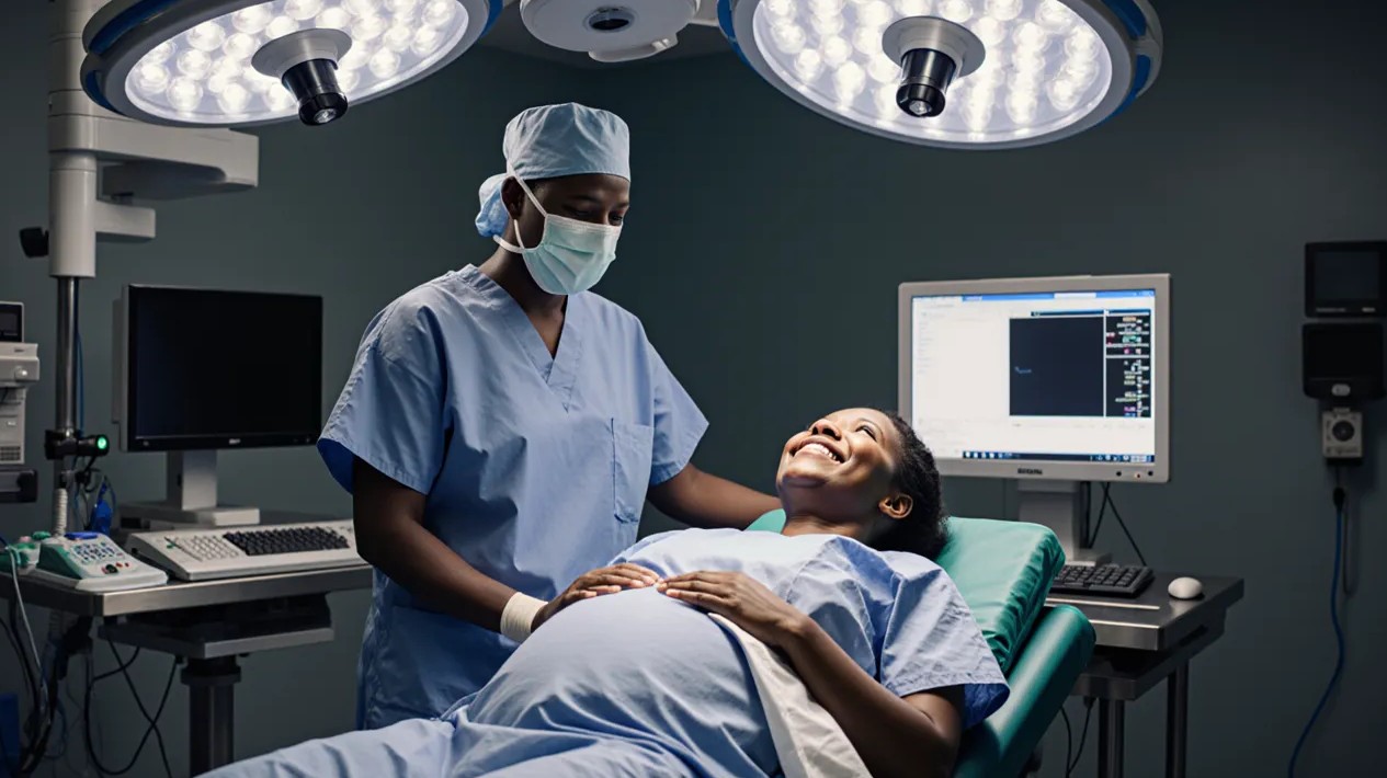 Patiente souriante au bloc opératoire — Hôpital de Betafo